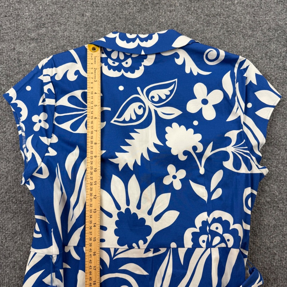 Boden Womens 12R Blue White Floral Cotton Midi Shirt Dress Vacation Belted NWT - Picture 10 of 13